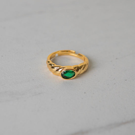 Emerald Croissant Ring